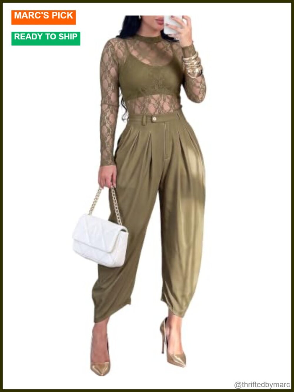 Women 3 Piece Lace Cover Up Cami Tank Palazzo Pants Set Clubwear